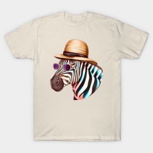 zebra with hat and sunglasses T-Shirt